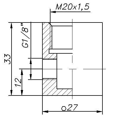 Проточная камера М20x1.5 со штуцерами c внутренней резьбой G1/8" (N4680)