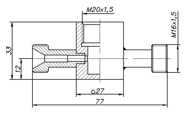 Проточная камера М20x1.5 со штуцерами М16x1.5 (N4678)
